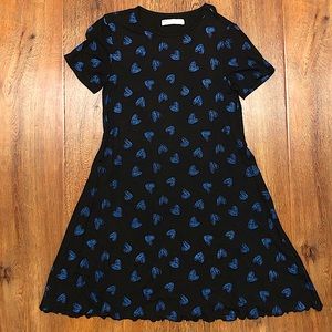 M&S Junior Girls Heart 💙 🖤 Print Dress